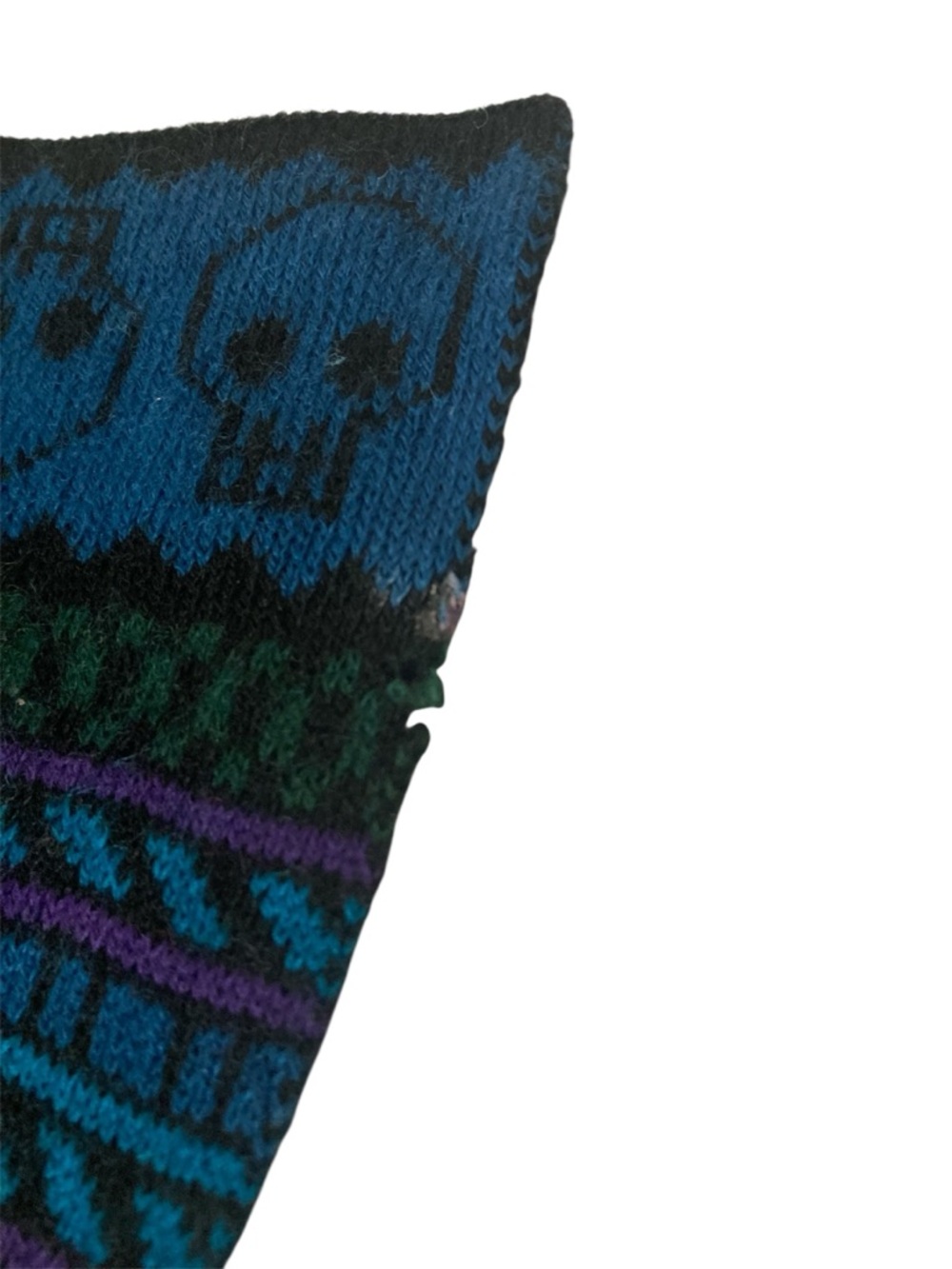 H&M Skull All Over Pattern Unisex Multi Colored Thin Acrylic Knit Fashion Scarf - Picture 8 of 13